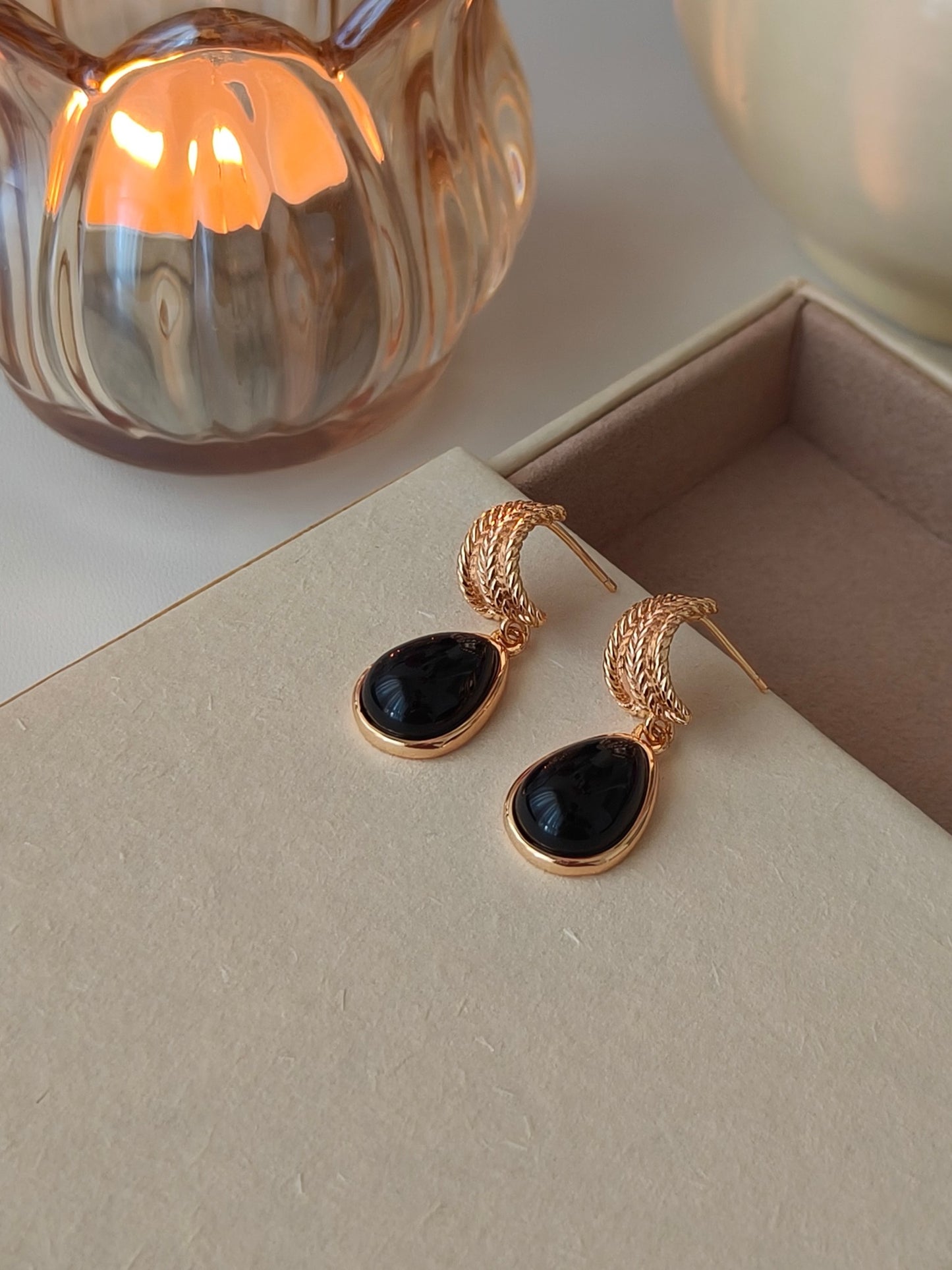 S925 Sterling Silver Plated with 18k Gold-Synthetic Agate Earrings