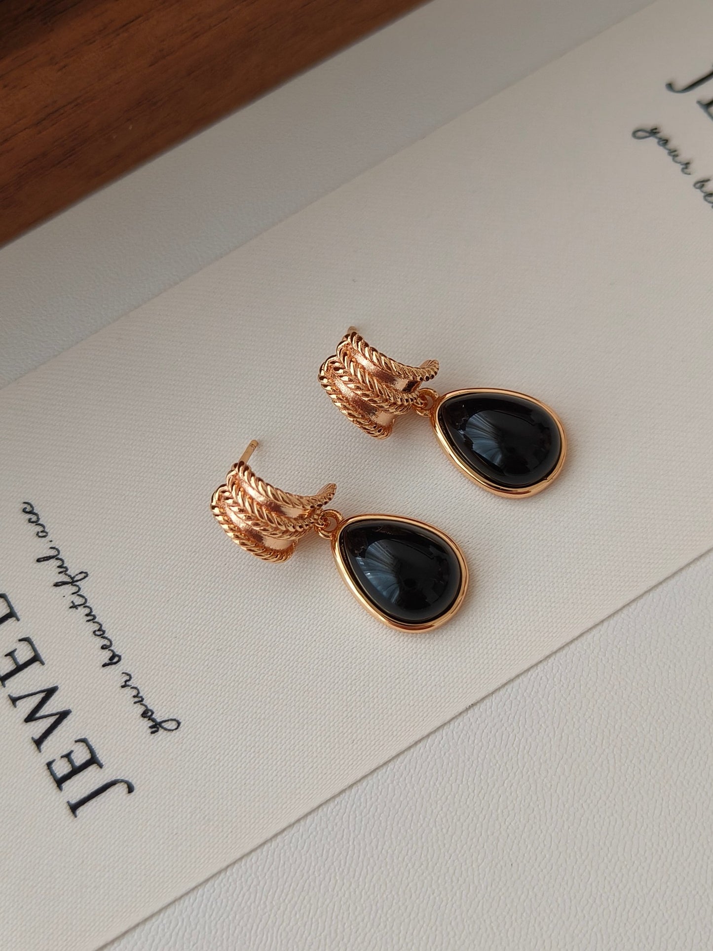 S925 Sterling Silver Plated with 18k Gold-Synthetic Agate Earrings