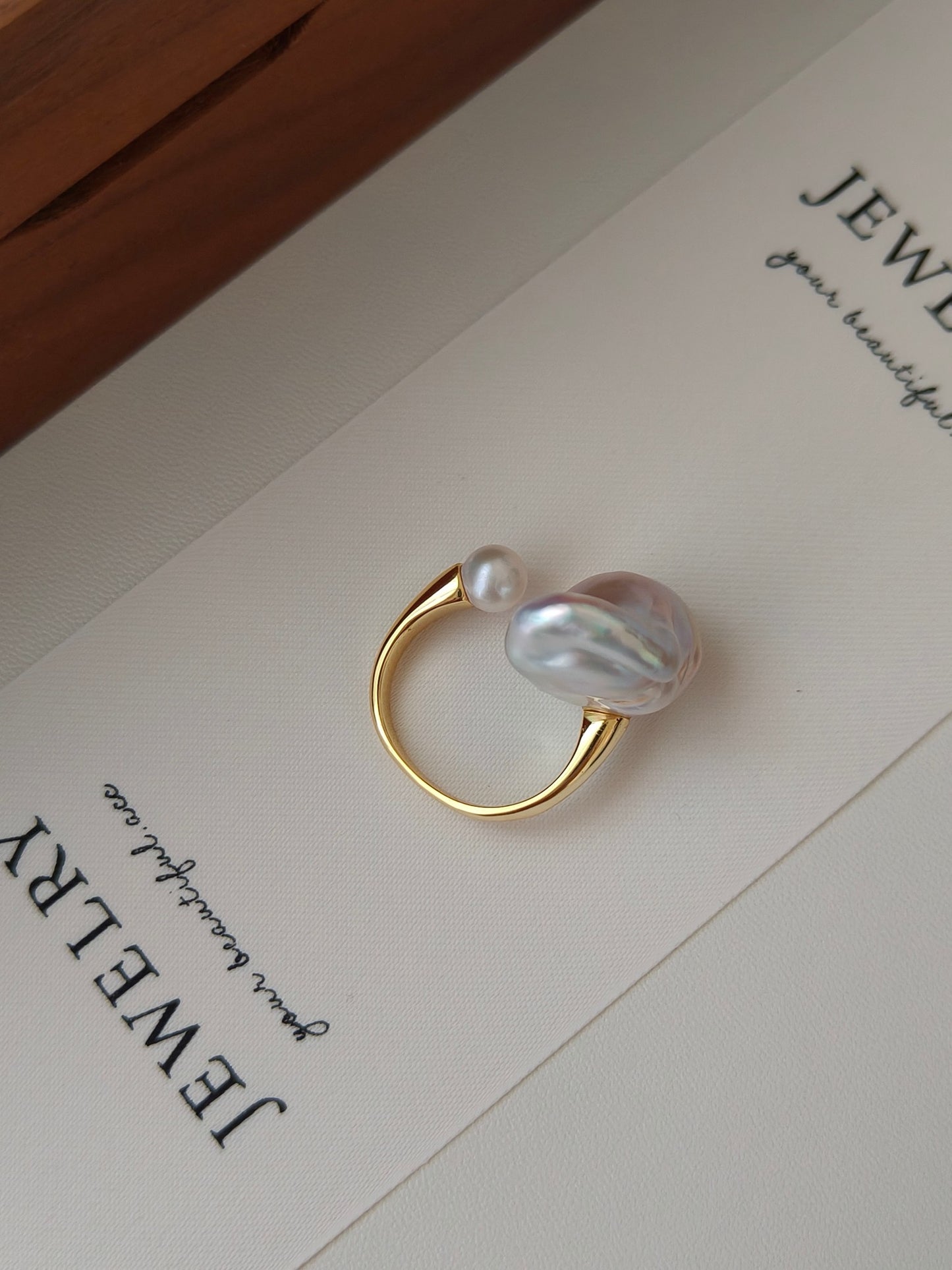 S925 Sterling Ssilver Plated with 14k Gold｜Baroque Pearl Ring