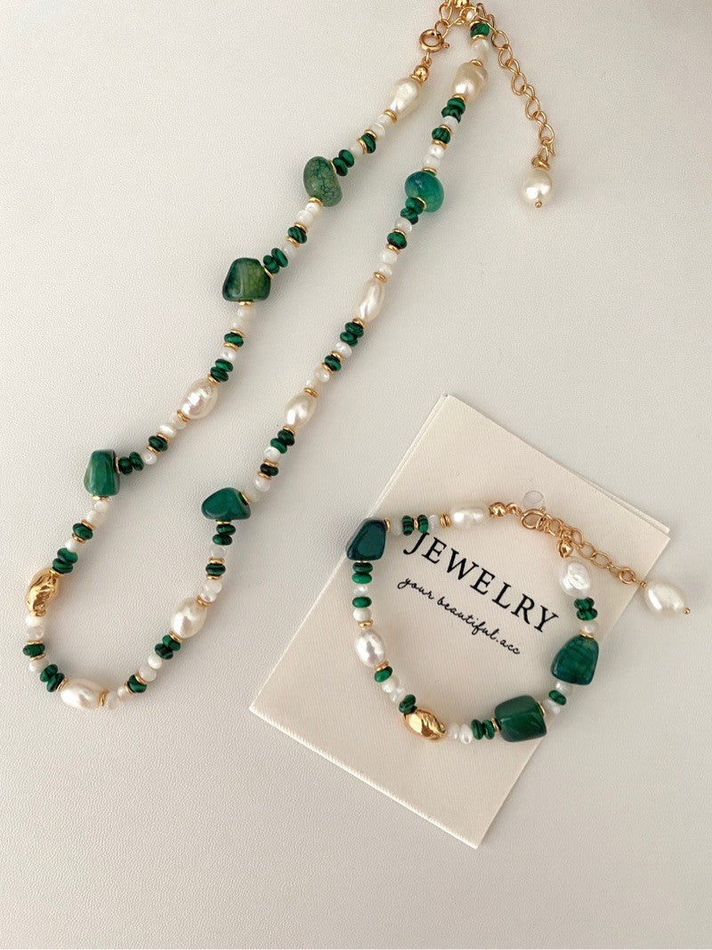 Luxe Green Agate Malachite Beaded Set