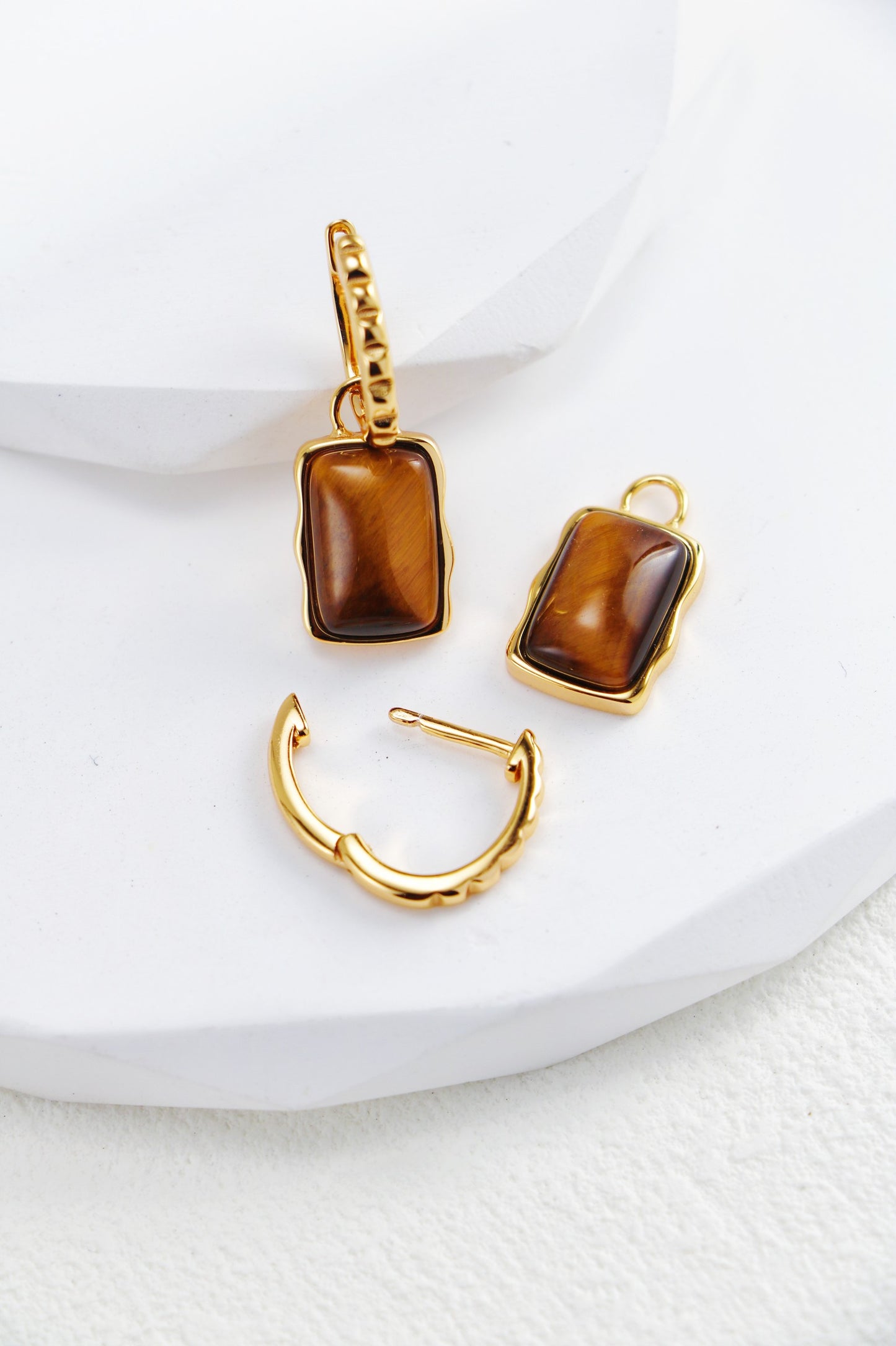 S925 Silver Vintage Gold Tiger Eye Stone Earrings/Necklace