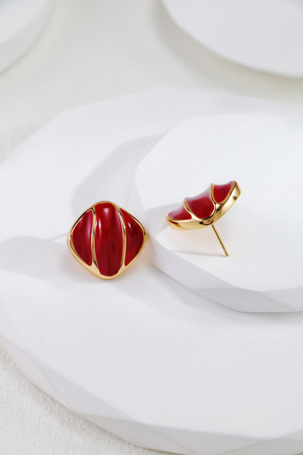 S925 Silver Red Dripping Glaze Earrings