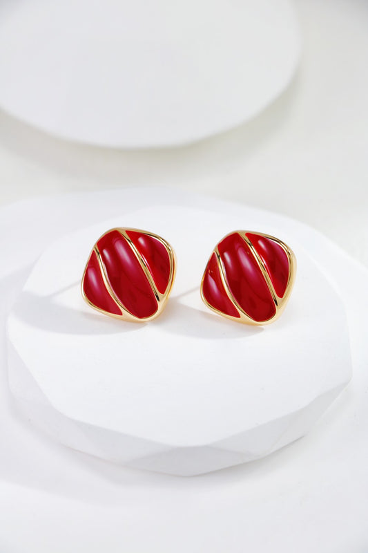 S925 Silver Red Dripping Glaze Earrings