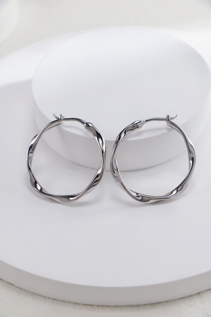 S925 Silver Twisted Hoop Earrings（2 colors）