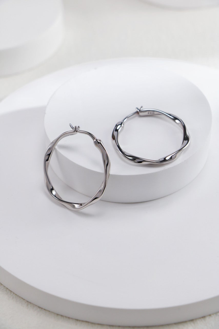 S925 Silver Twisted Hoop Earrings（2 colors）