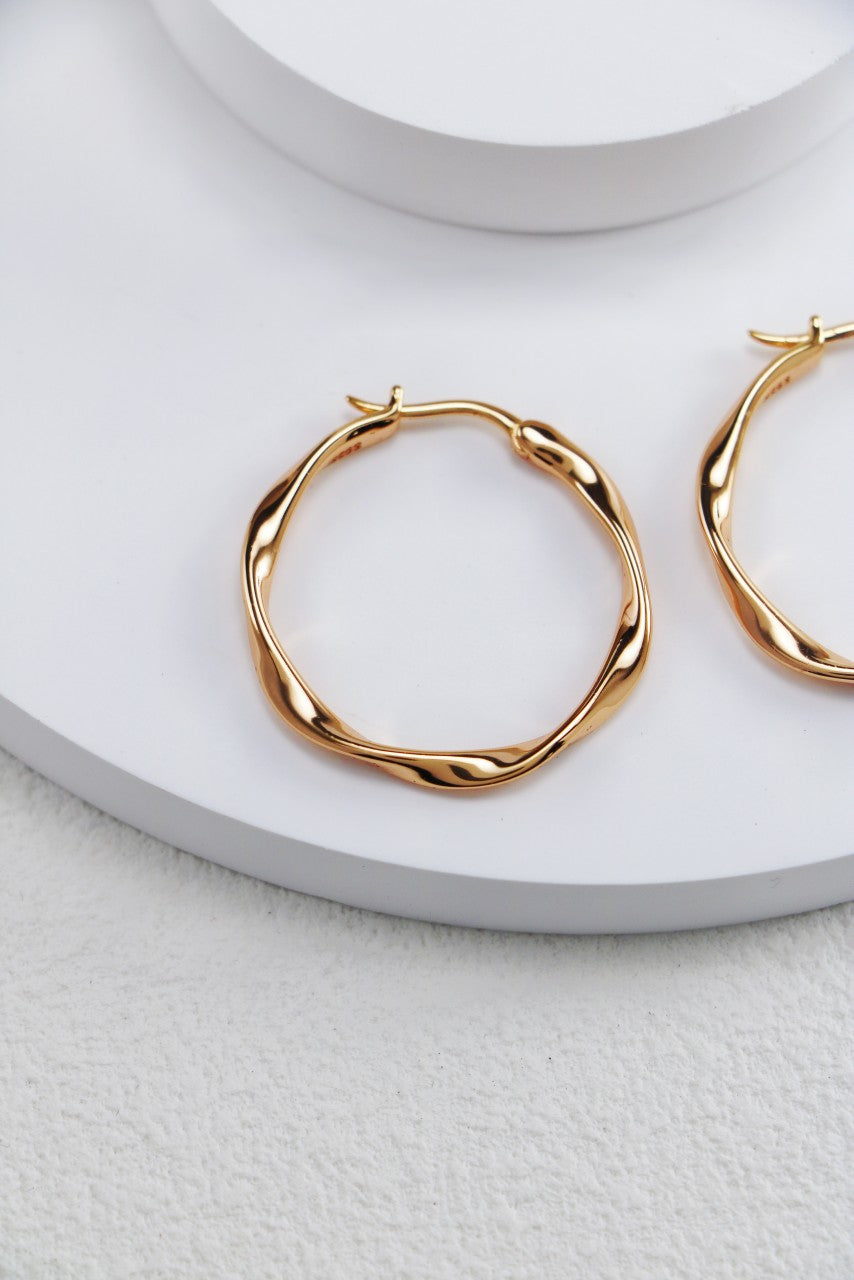 S925 Silver Twisted Hoop Earrings（2 colors）