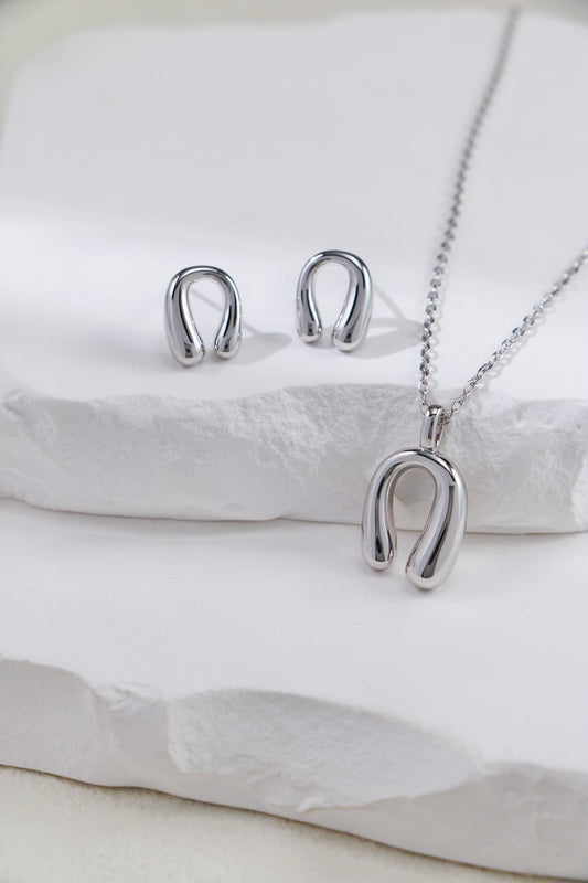 S925 Silver Horseshoe Set（Platinum）