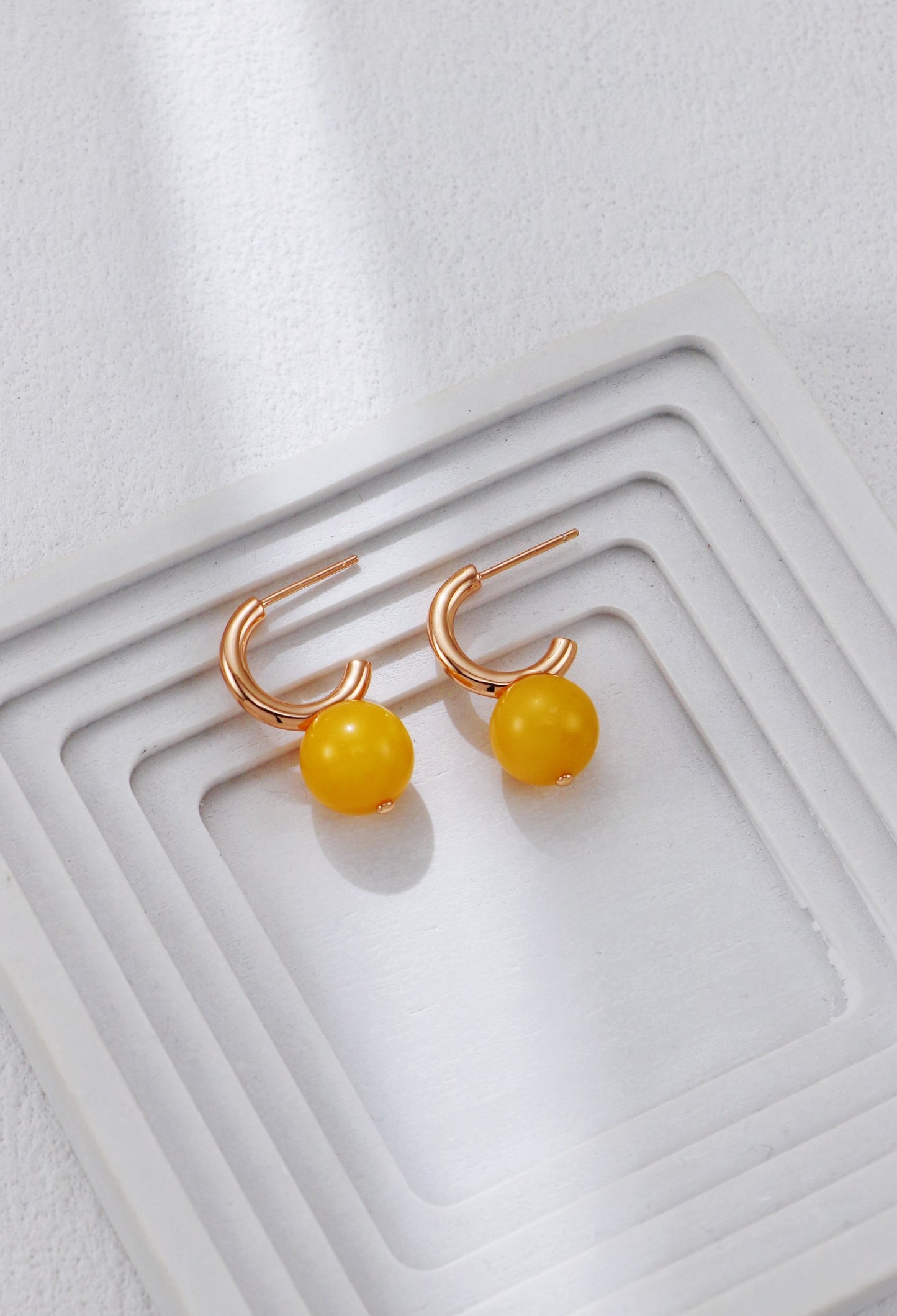 S925 Silver Vintage Gold Beeswax Earrings