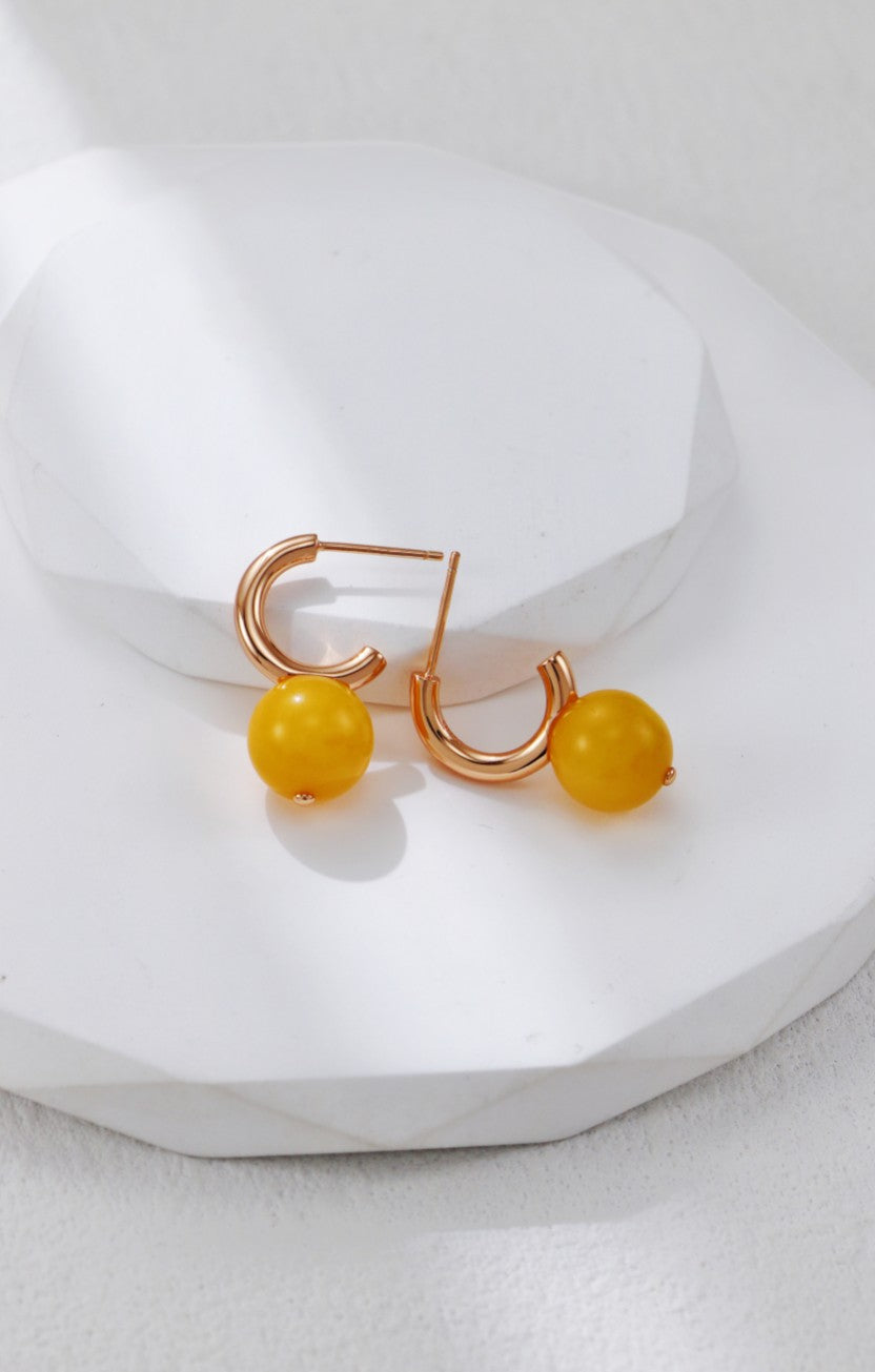 S925 Silver Vintage Gold Beeswax Earrings