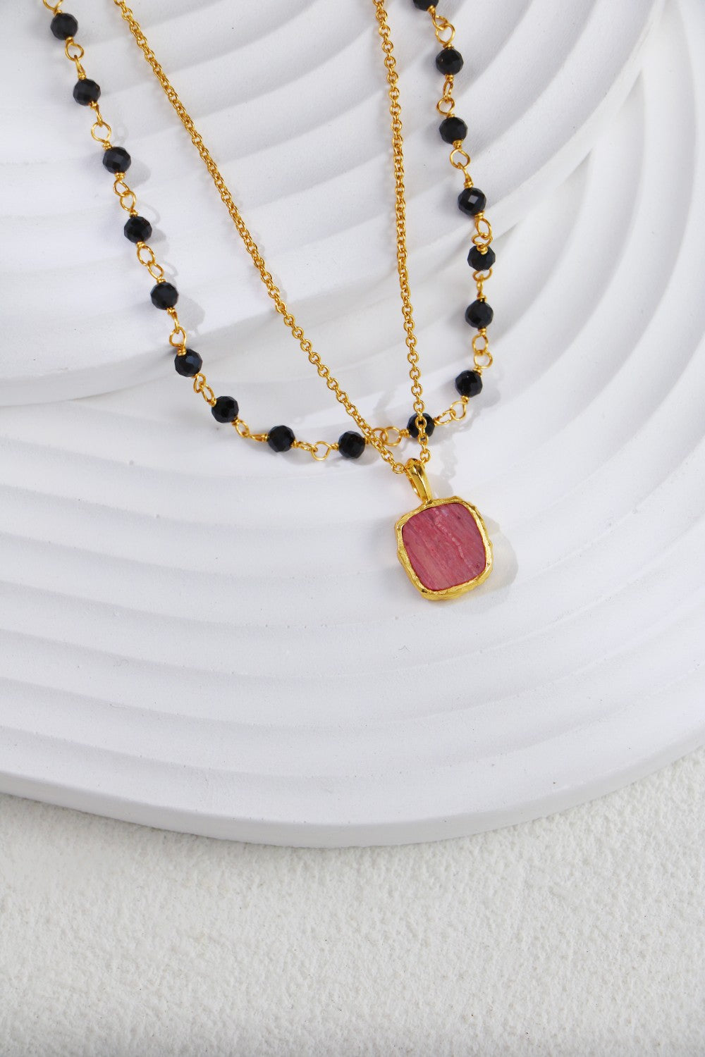 S925 Silver Gold Rhodolite/Amazonite Necklace（2 colors）