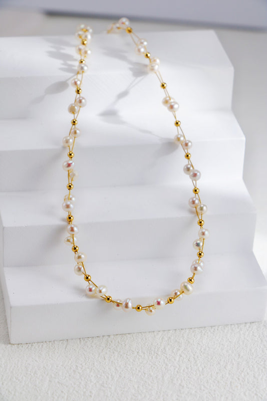 S925 Silver Braided Pearl Necklace