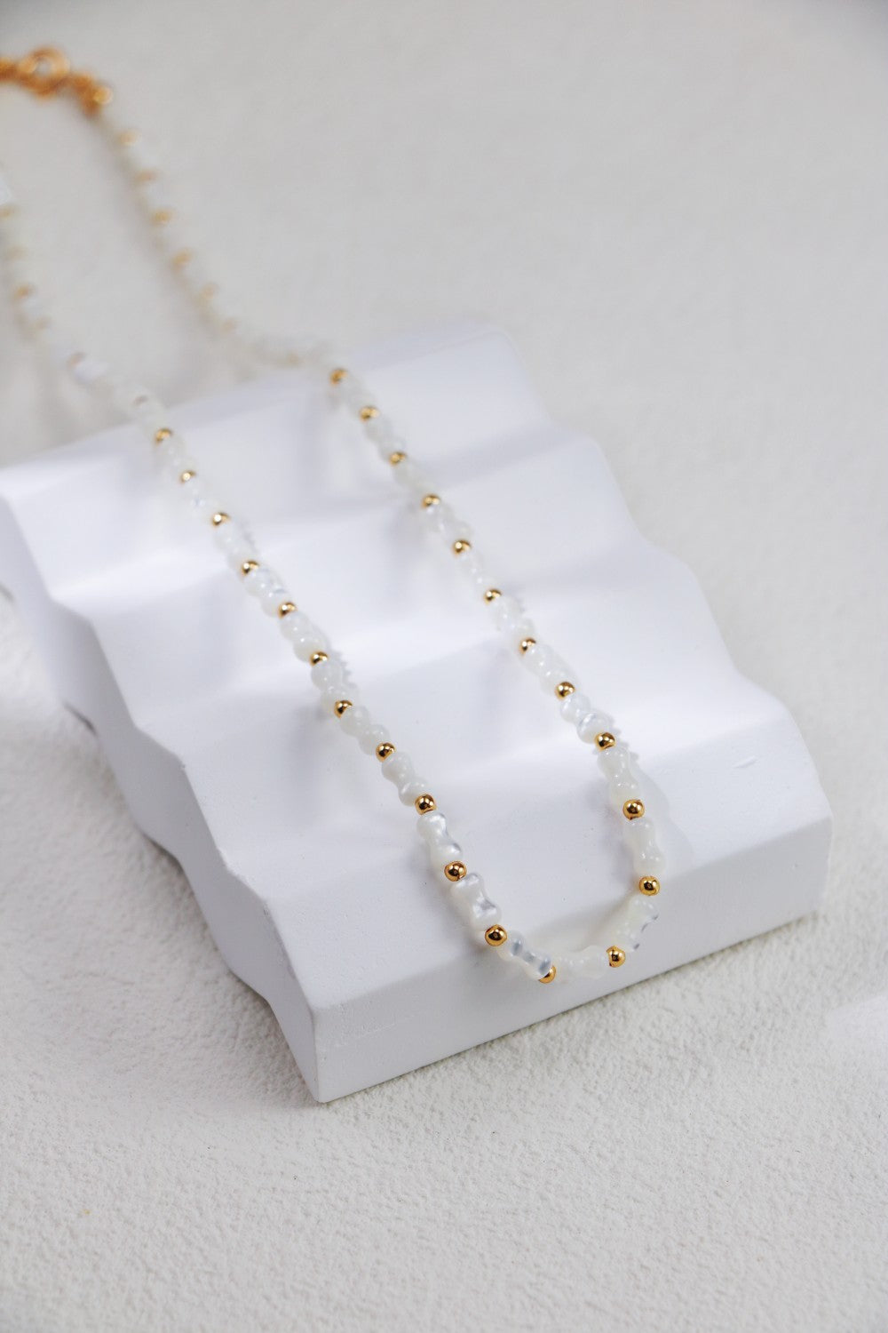 S925 Silver Vintage Gold White Shell Set（Bracelet/Necklace）