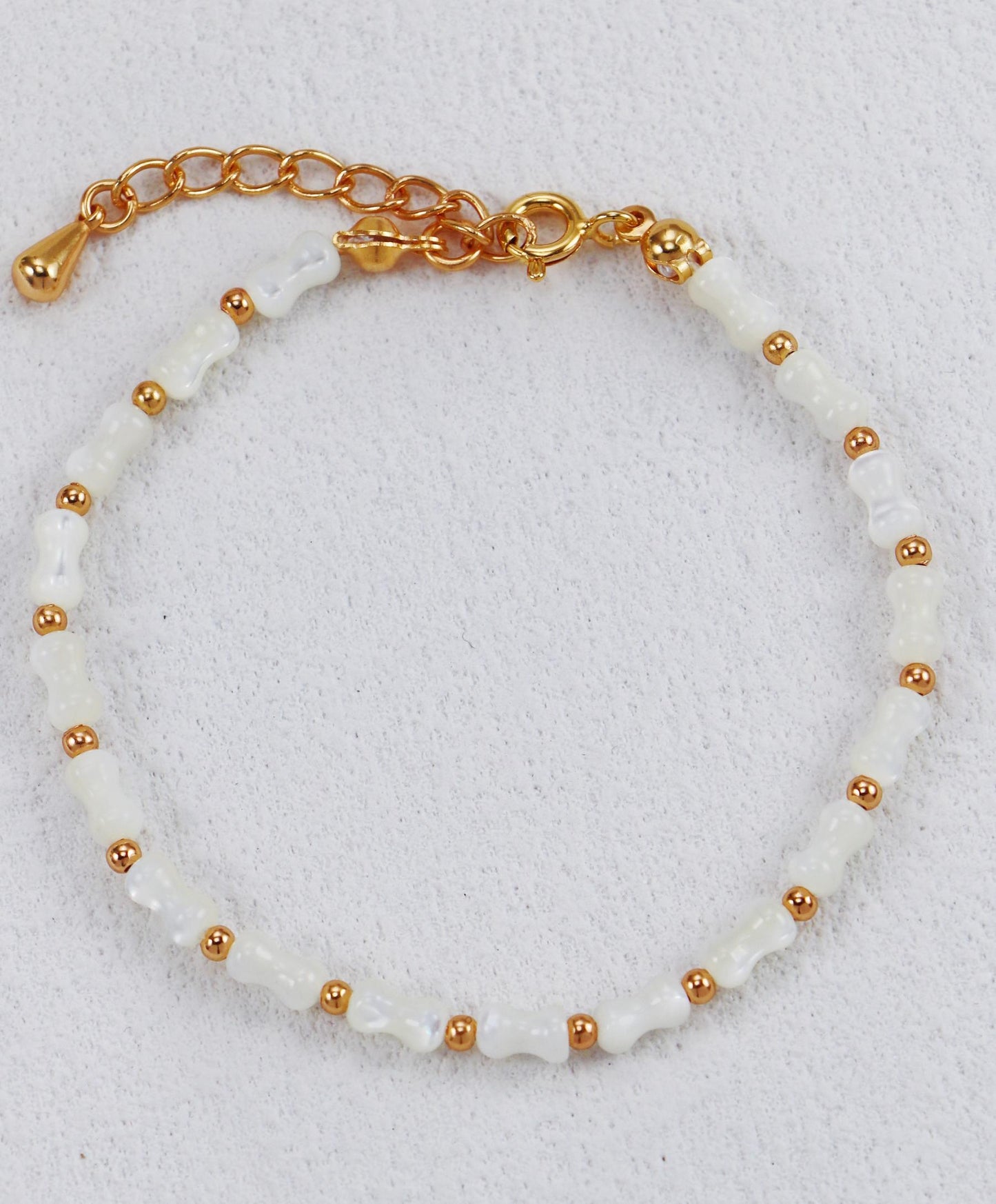 S925 Silver Vintage Gold White Shell Set（Bracelet/Necklace）