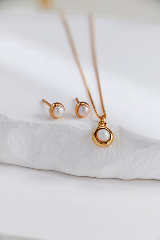 S925 Silver Pear Set（Vintage Gold）