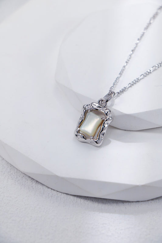 S925 Silver Shell Necklace Platinum