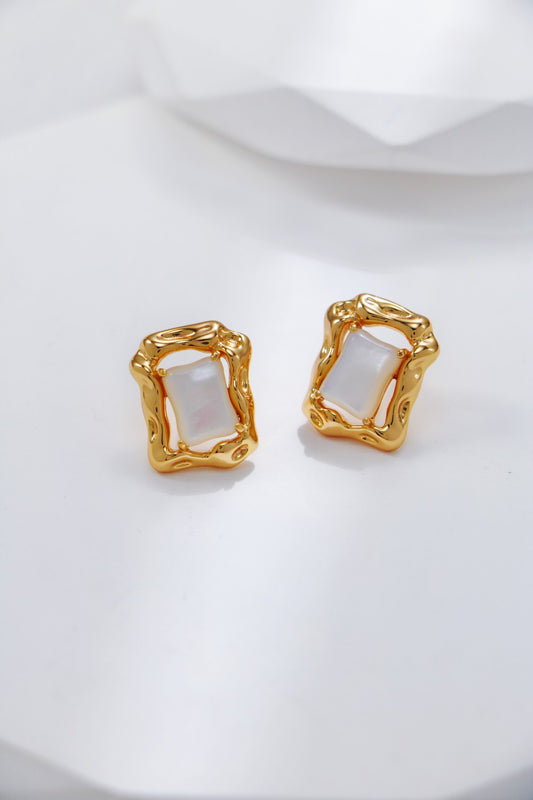 S925 Silver Shell Earring Vintage Gold