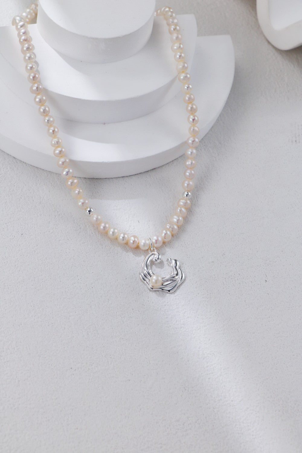 S925 Silver Wave Pearl Necklace（2 colors）