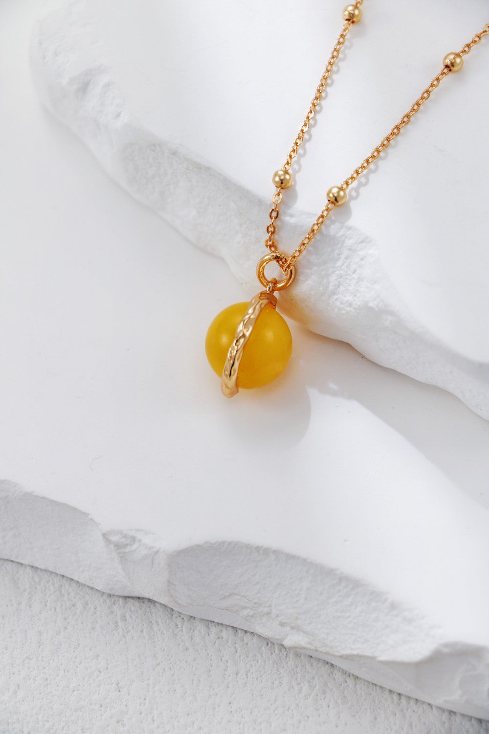 S925 Silver Vintage Gold Beeswax Necklace