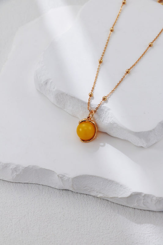 S925 Silver Vintage Gold Beeswax Necklace