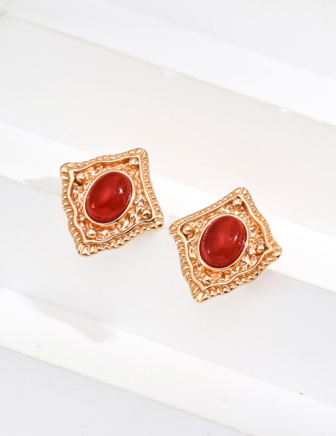 Sterling Silver Red Onyx Earrings