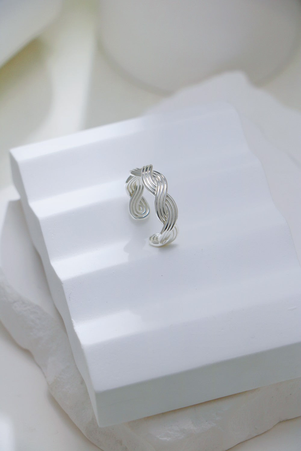 S925 Silver Braided Stripe Ring（2 colors）