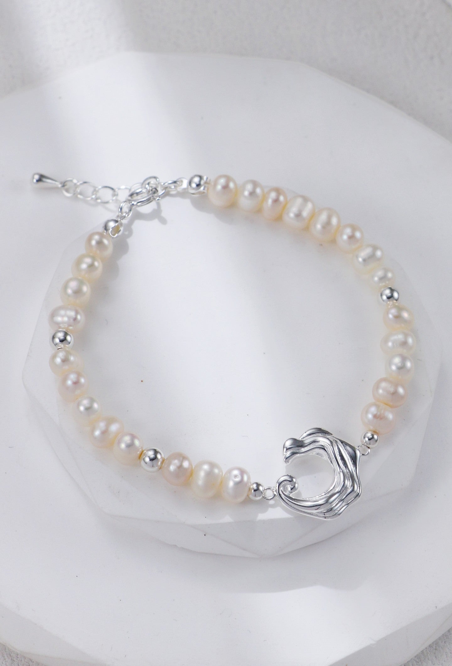 S925 Silver Wave Pearl Series Earrings/Bracelet/Necklace（2 colors）