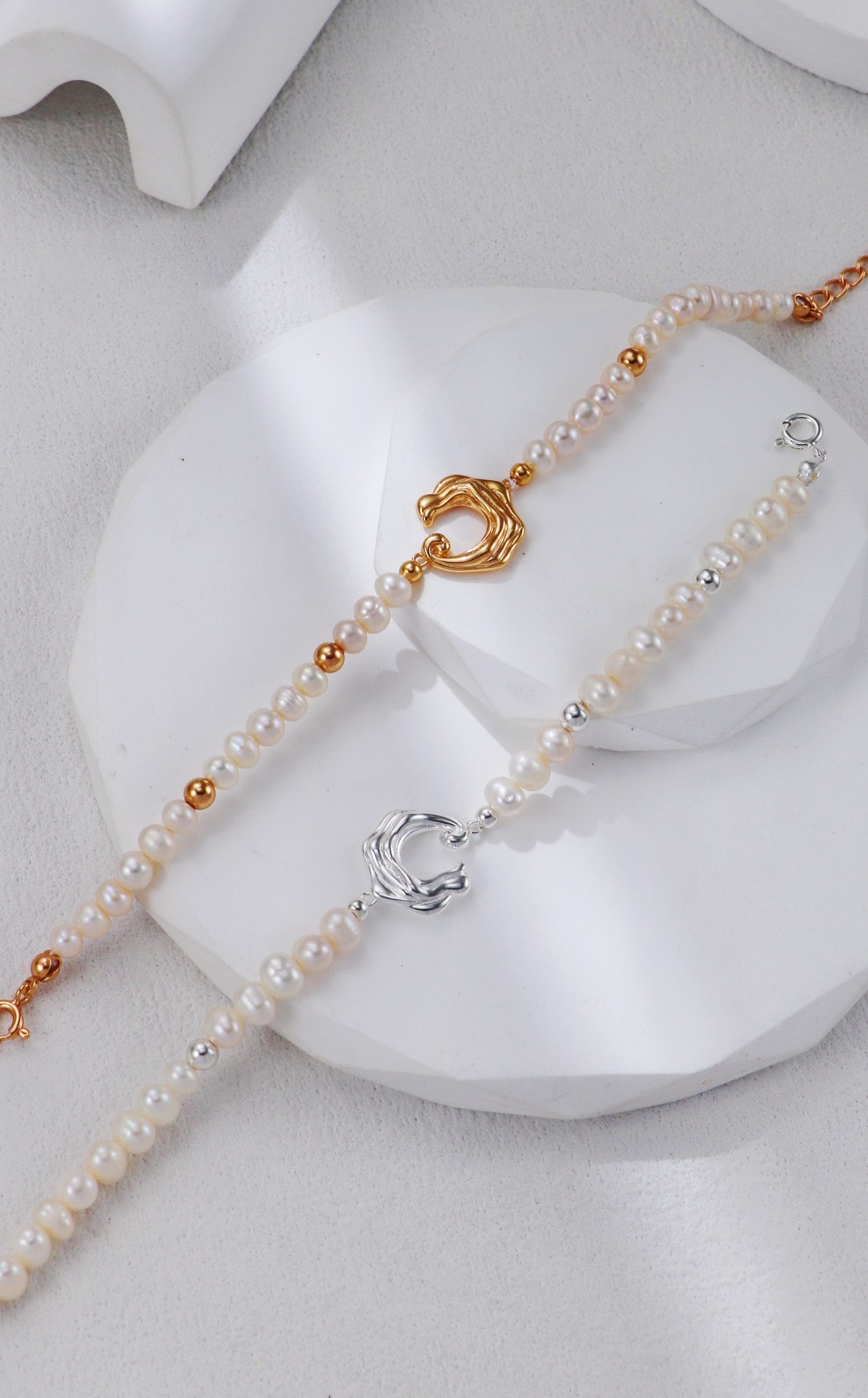 S925 Silver Wave Pearl Bracelet（2 colors）